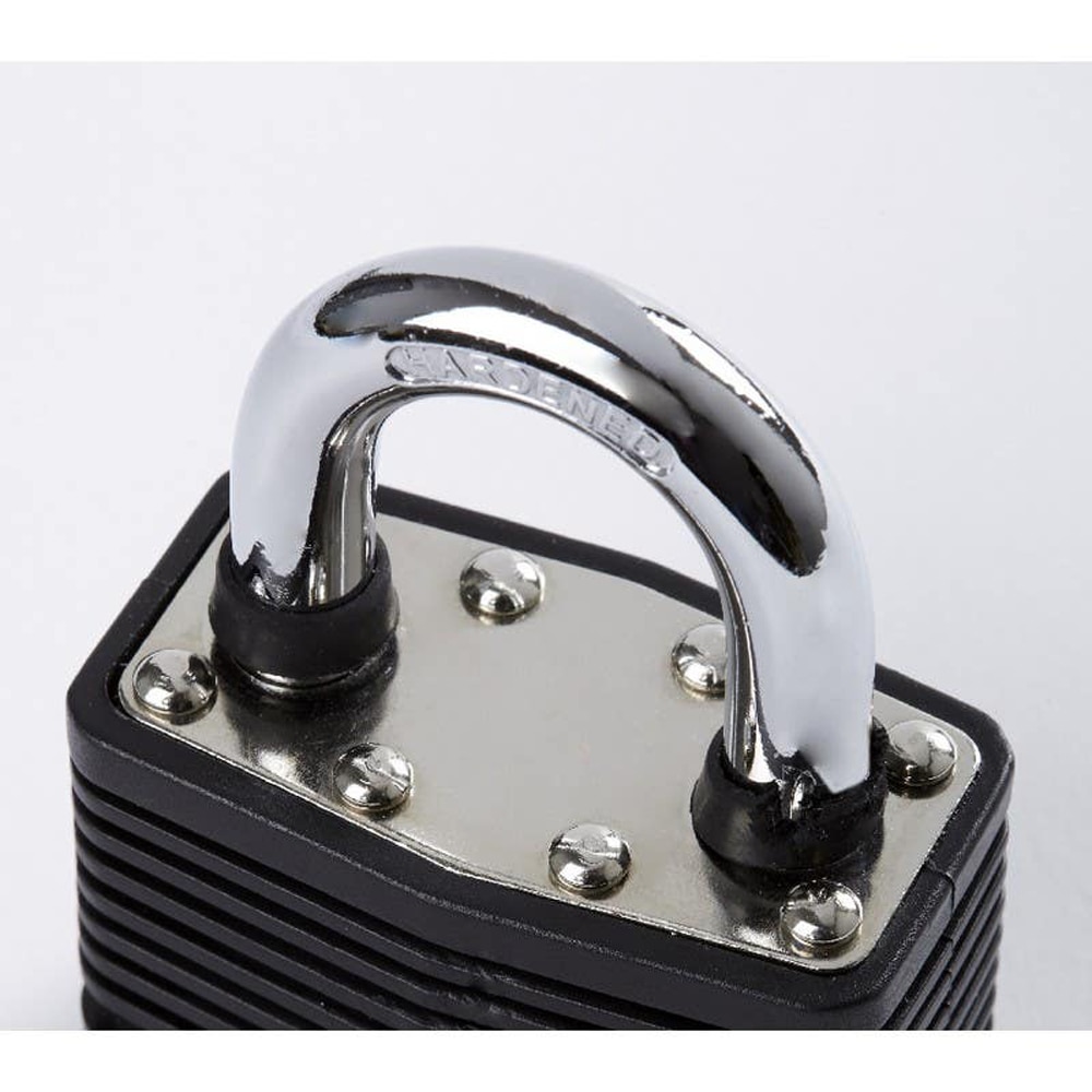 Lacat laminat SMITH AND LOCKE, otel, invelis PVC, 50mm, negru