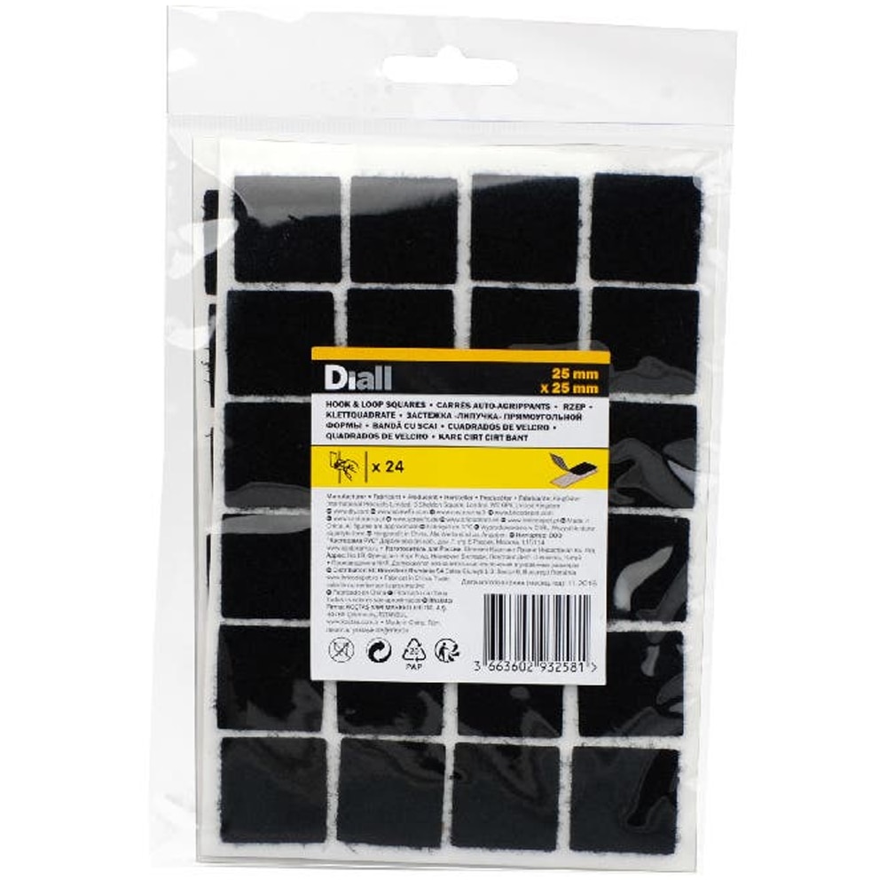 Banda cu scai DIALL 100614923, 25 x 25 mm, negru