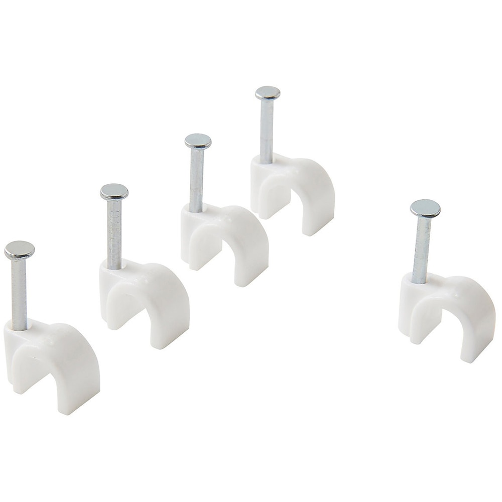 Clips rotund cablu Diall XP, diametru 6 mm, alb, 100 buc