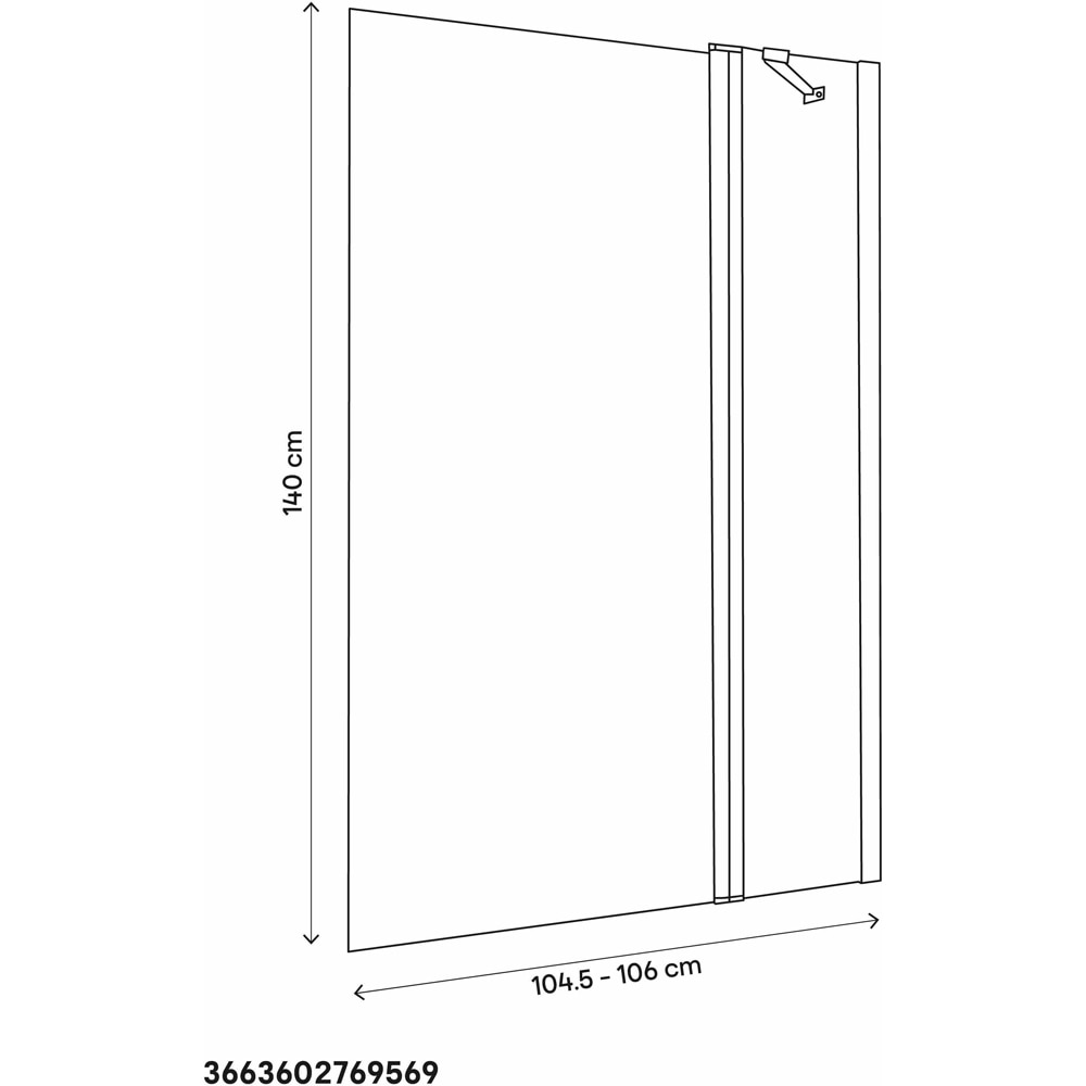 Paravan cada GOODHOME Calera, sticla securizata, 104.5 x 140 cm, alb