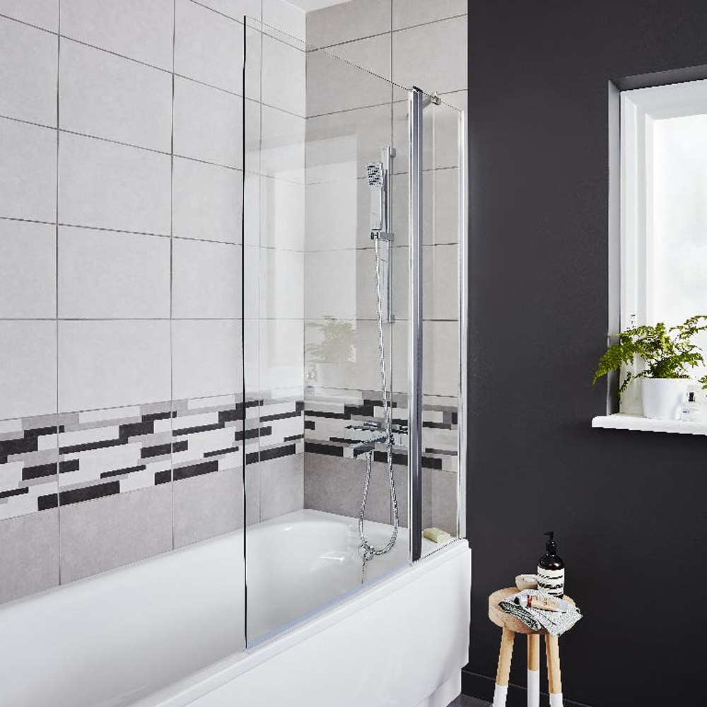 Paravan cada GOODHOME Calera, sticla securizata, 104.5 x 140 cm, transparent