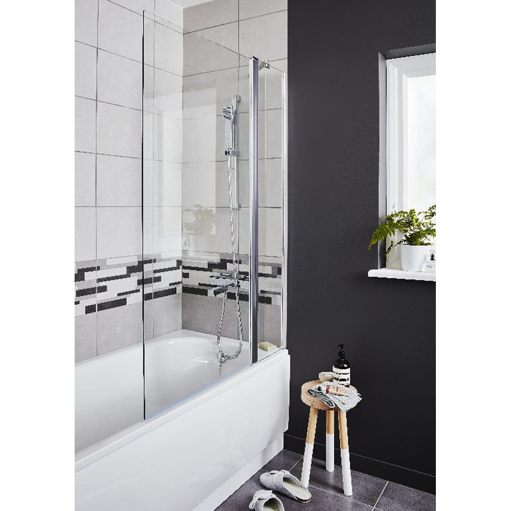 Paravan cada GOODHOME Calera, sticla securizata, 104.5 x 140 cm, transparent