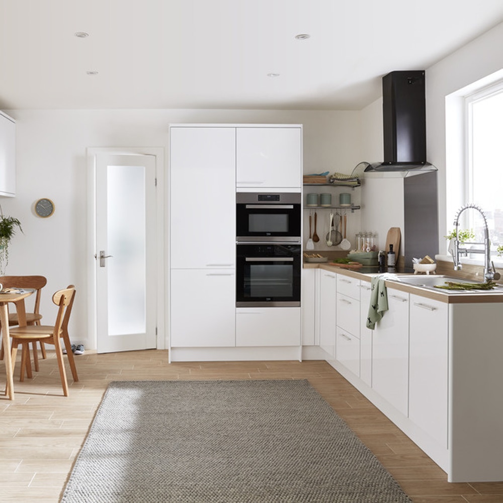Front usa 4 sertare GOODHOME Stevia, MDF, 39.7 x 71.5 x 1.8 cm, alb