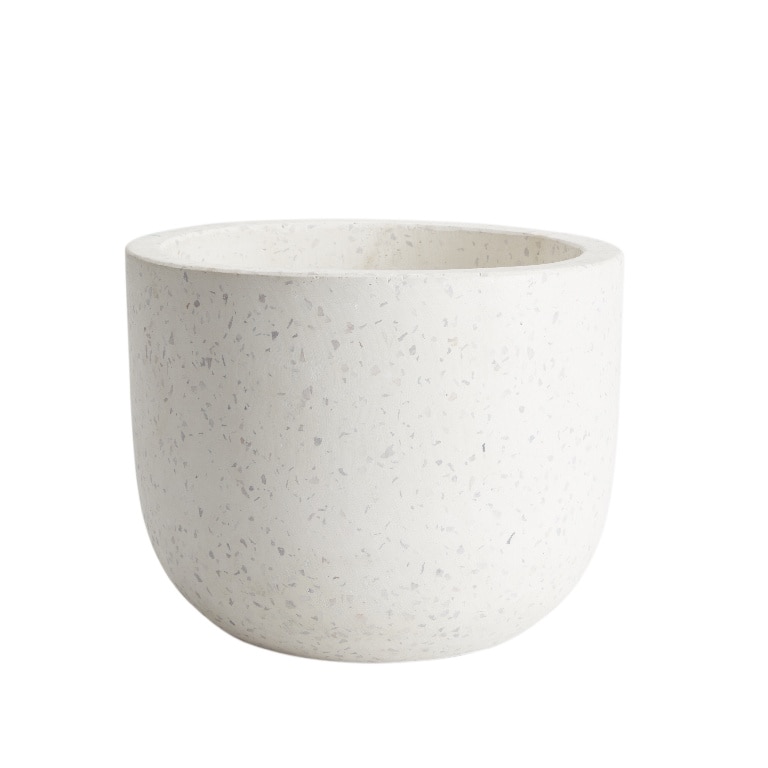 Ghiveci din terrazzo, alb, forma rotunda, 21 cm diametru • GoodHome