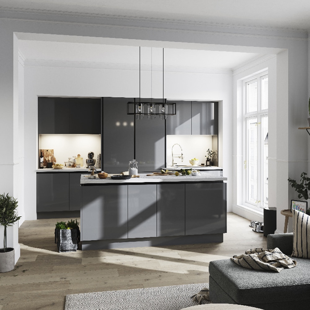 Front usa, sertar GOODHOME Stevia, MDF, 59.7 x 71.5 x 1.8 cm, antracit lucios