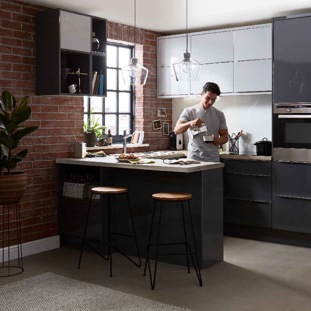 Front usa GOODHOME Stevia, MDF, 29.7 x 71.5 x 1.8 cm, antracit lucios