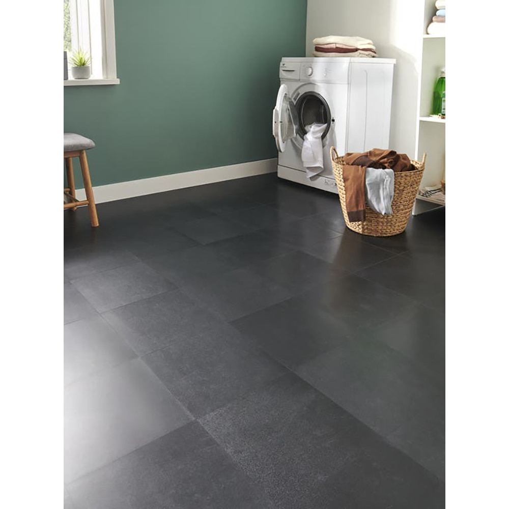 Placa PVC adeziva 1.21 MP GOODHOME, tip ardezie. 30.5 x 30.5 cm, negru