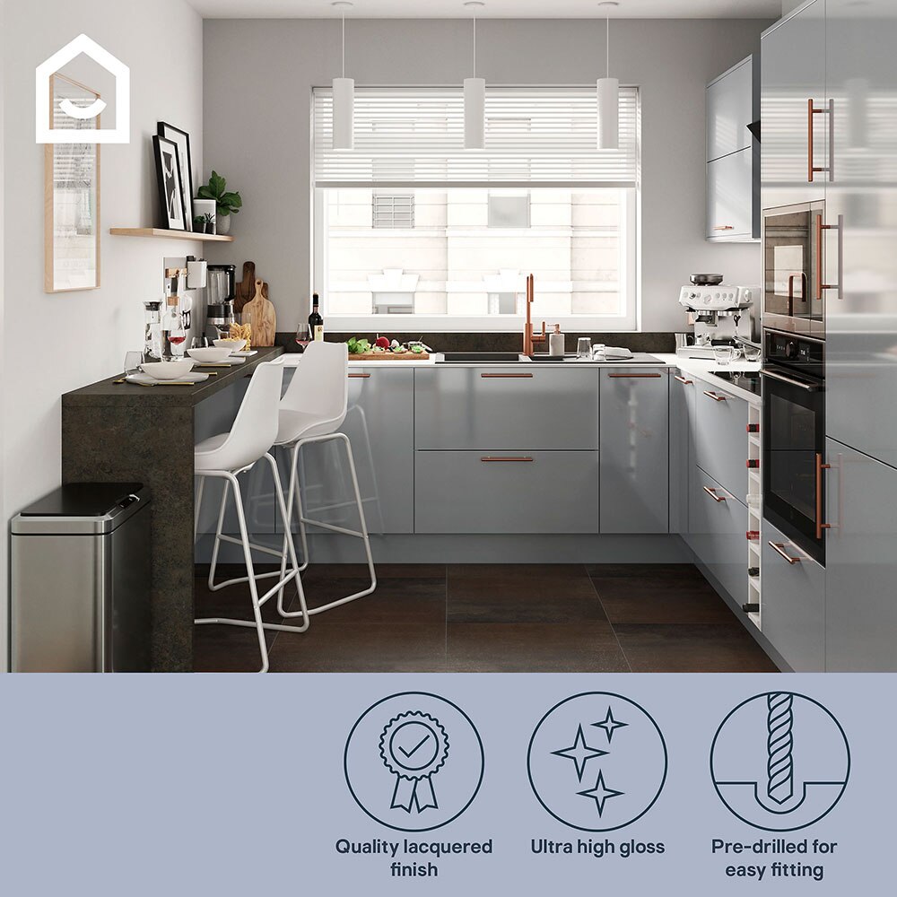 Front usa cu 2 sertare GOODHOME Alisma, MDF, 59.7 x 35.6 x 1.8 cm, gri