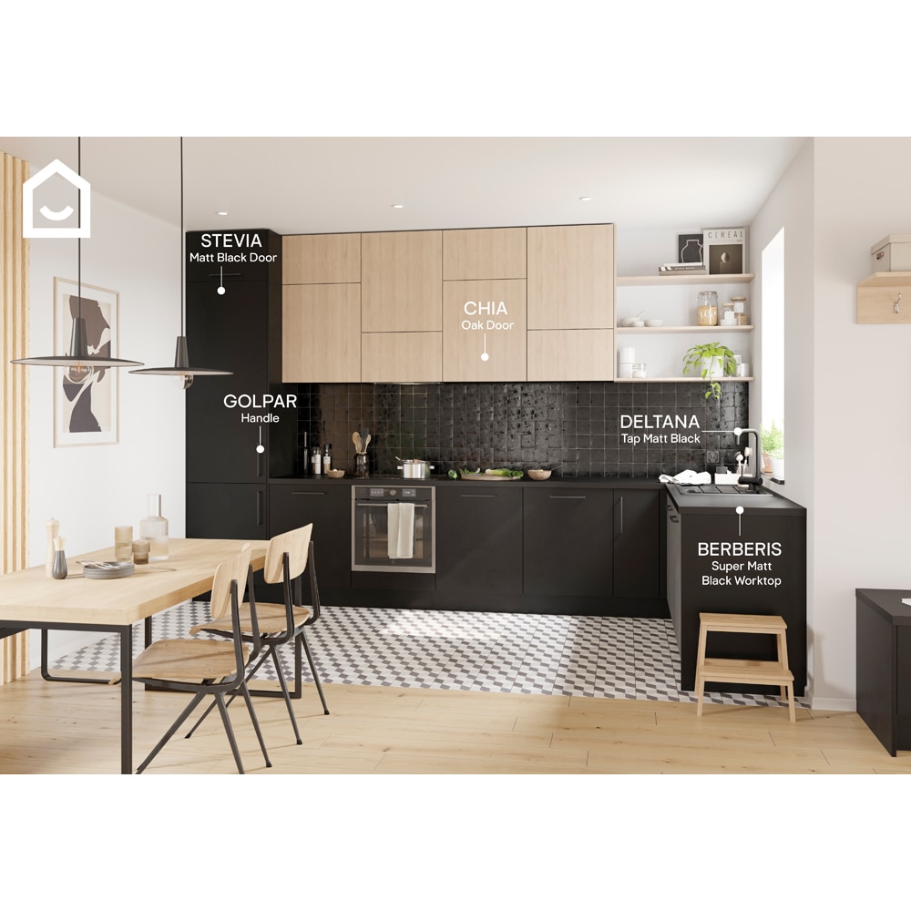 Front usa GOODHOME Chia, pal, 59.7 x 35.6 x 1.8 cm, stejar