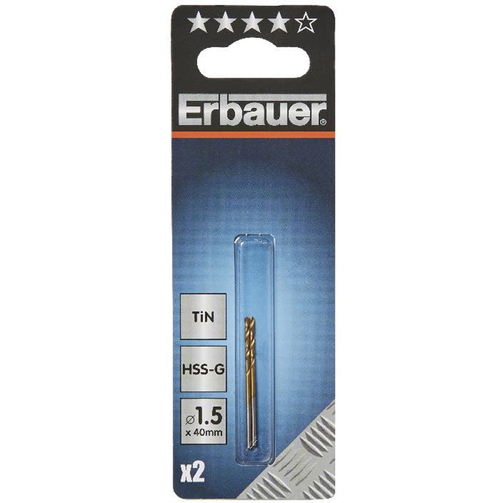 Burghiu ERBAUER, HSS TIN, 1.5mm, 2buc