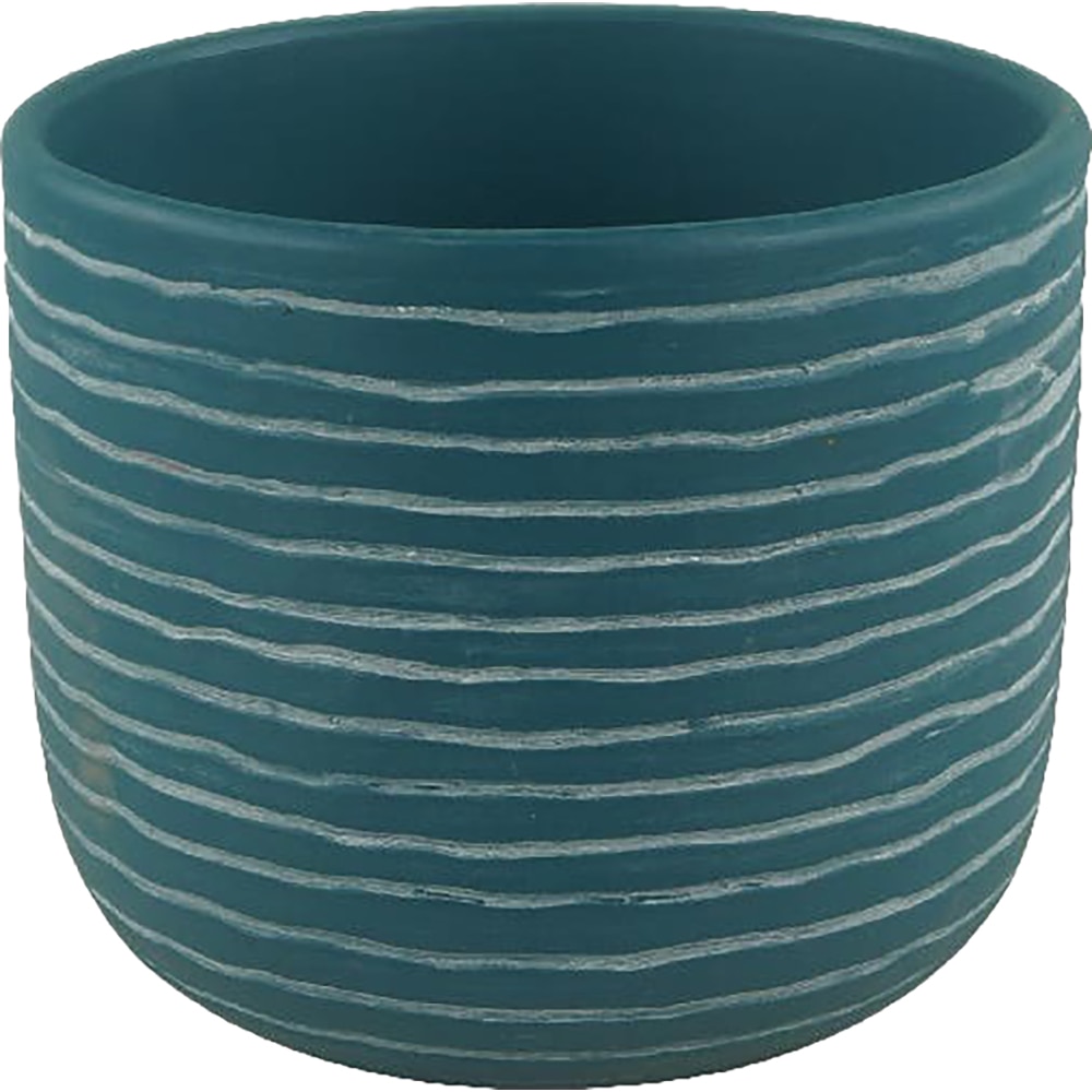 Ghiveci rotund GOODHOME, argila, 20 cm, albastru/alb