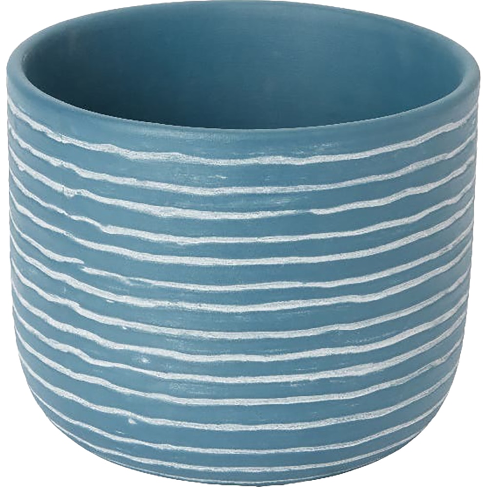 Ghiveci rotund GOODHOME, argila, 20 cm, albastru/alb