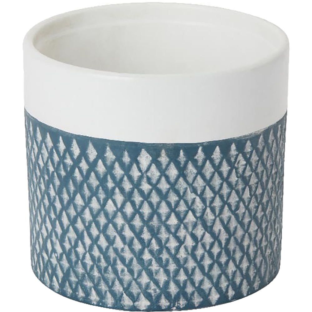 Ghiveci rotund GOODHOME, argila, 14 cm, albastru/alb