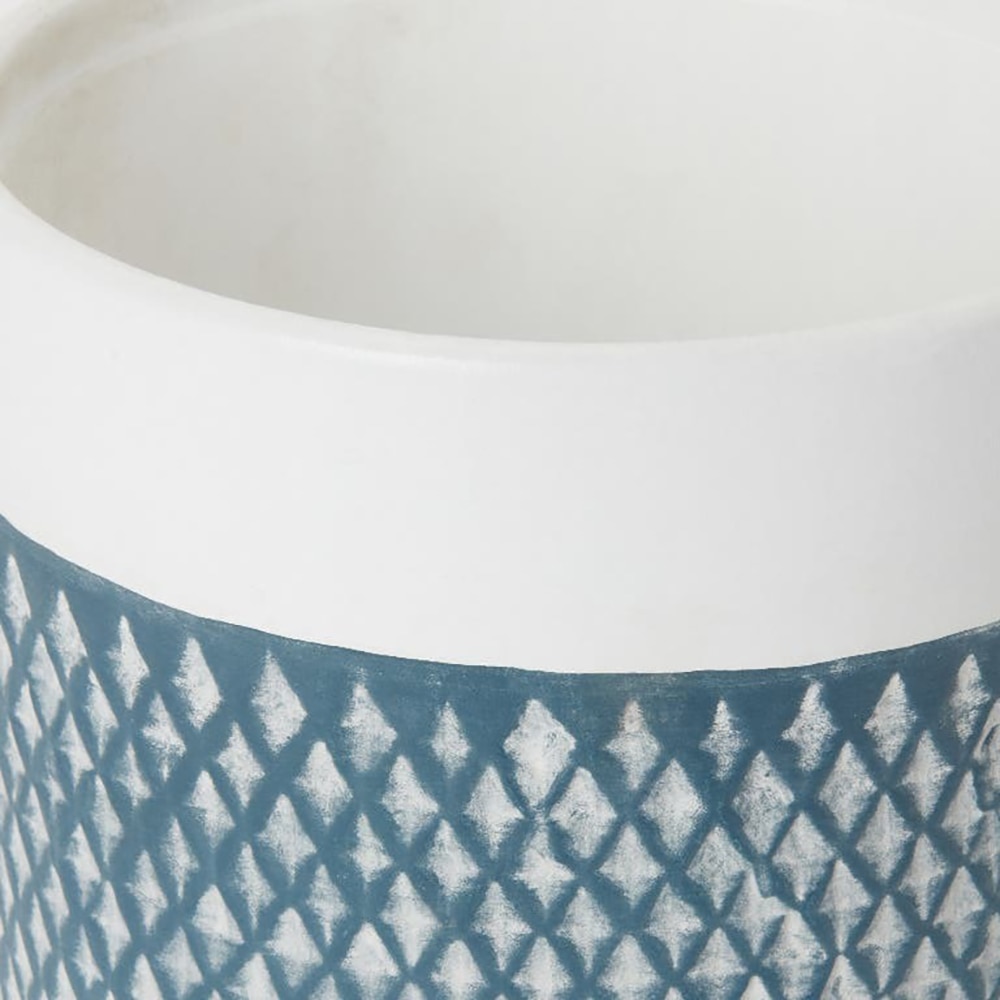 Ghiveci rotund GOODHOME, argila, 14 cm, albastru/alb