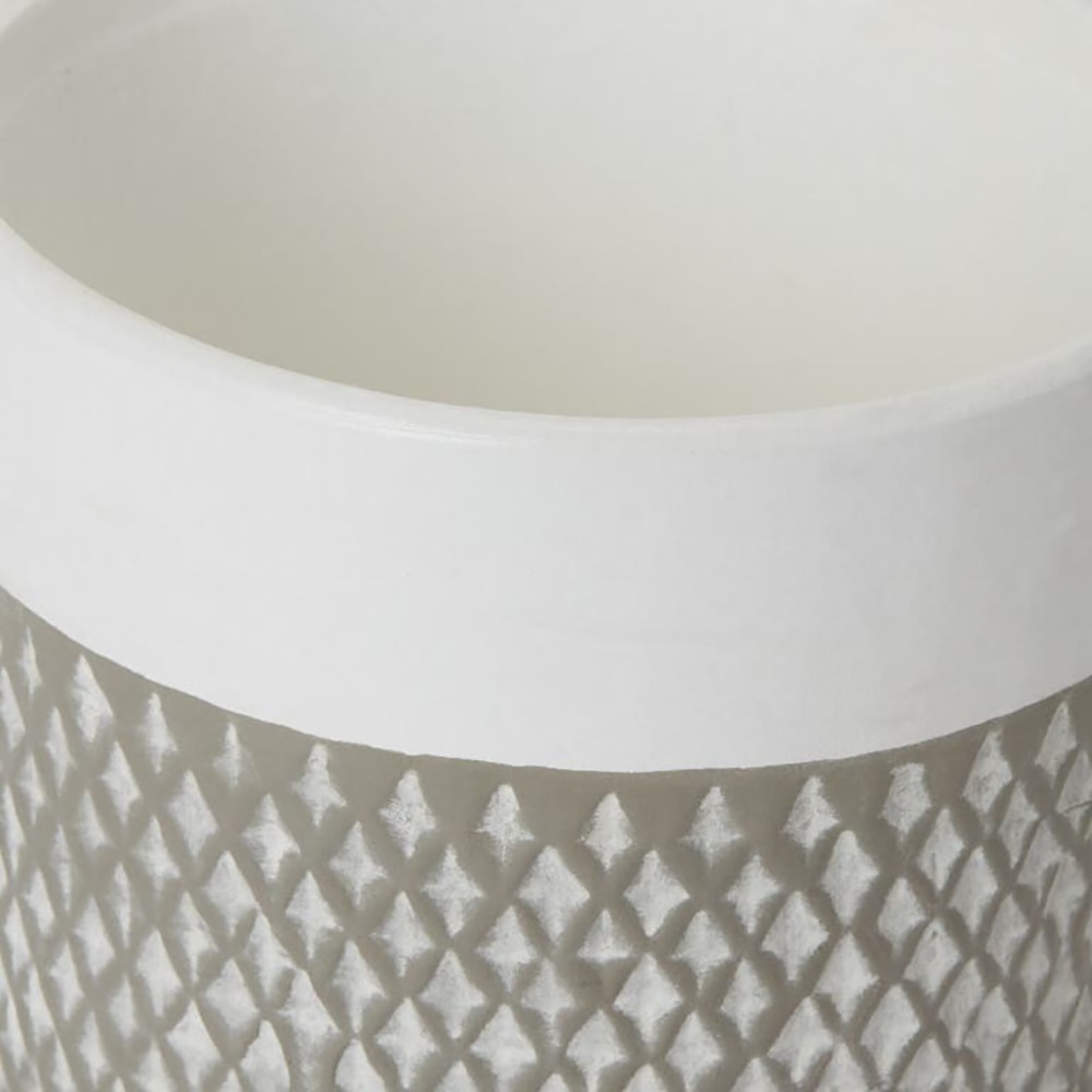 Ghiveci rotund GOODHOME, argila, 14 cm, gri/alb