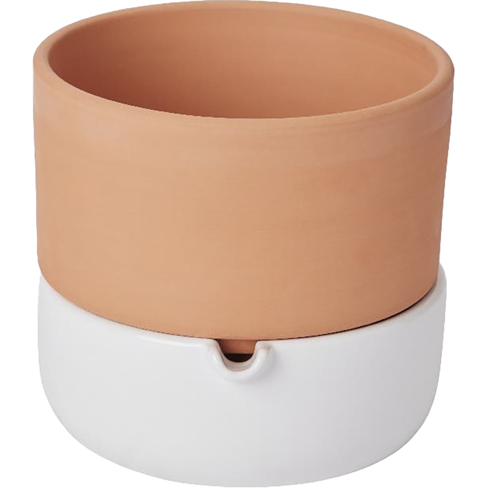 Ghiveci rotund GOODHOME, teracota, 16.1 cm, maro/alb