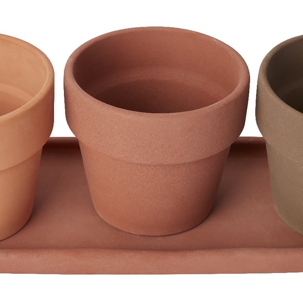 Set 3 ghivece rotunde GOODHOME, teracota, 10.9 cm, maro