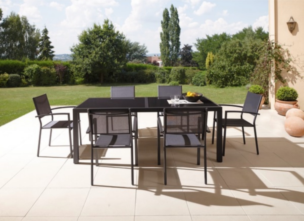 Scaun de gradina si terasa, Baru, gri, aluminiu, 56.5 x 87 x 59.5 cm