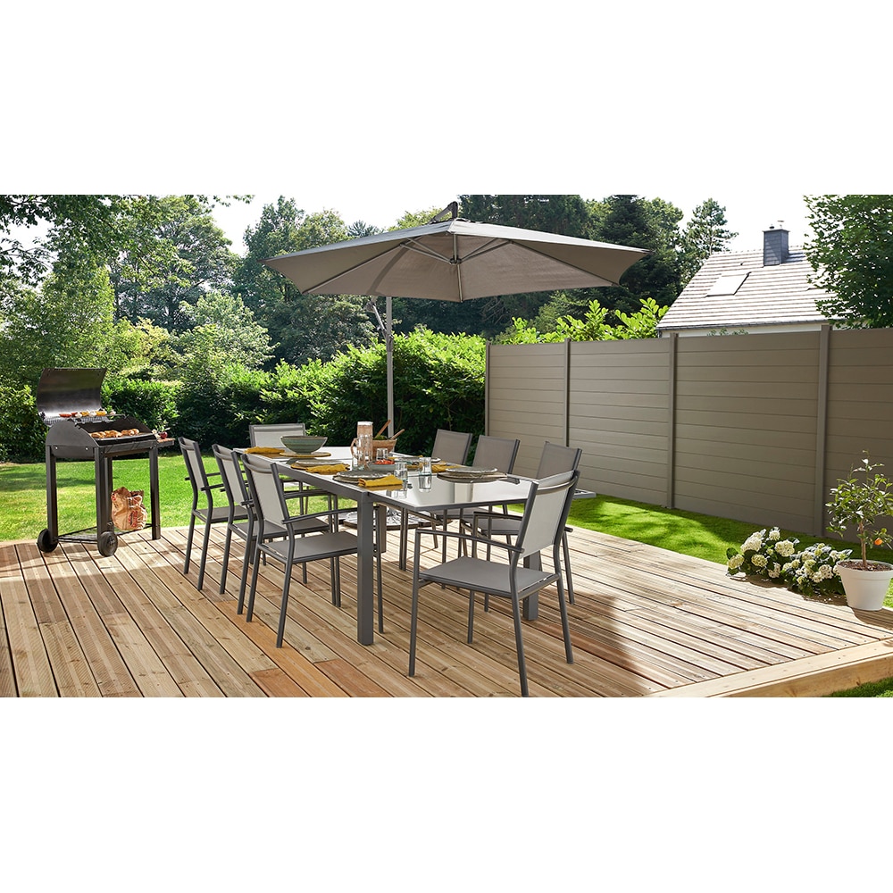 Masa terasa Dallas, aluminiu, 150 x 90 x 72 cm, gri