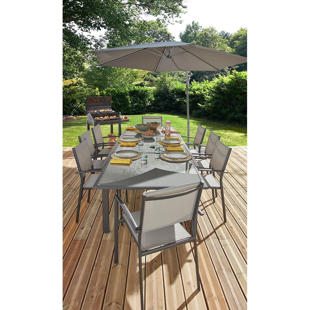 Masa terasa Dallas, aluminiu, 150 x 90 x 72 cm, gri