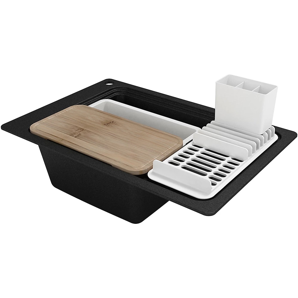 Chiuveta bucatarie GoodHome Romesco, 1 cuva, compozit, accesorii, negru