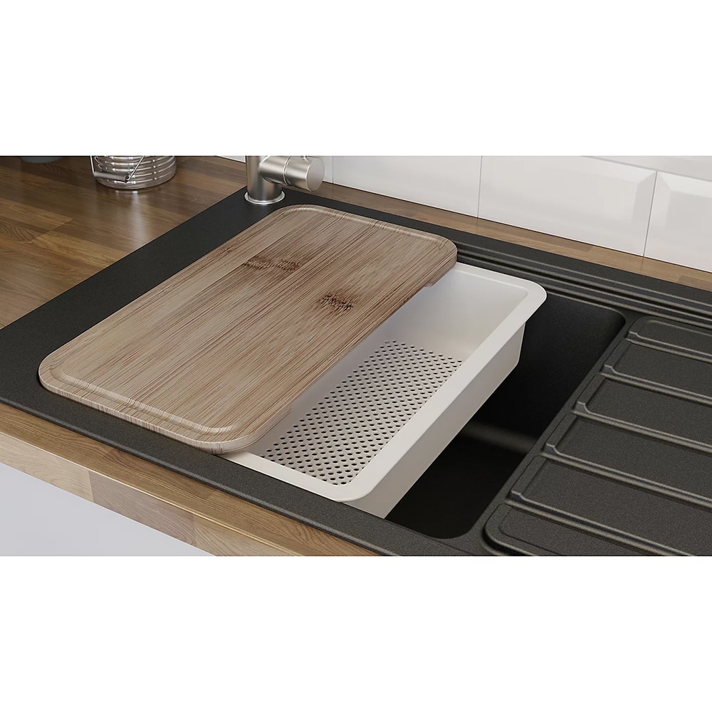 Chiuveta bucatarie GoodHome Romesco, 1 cuva, compozit, accesorii, negru