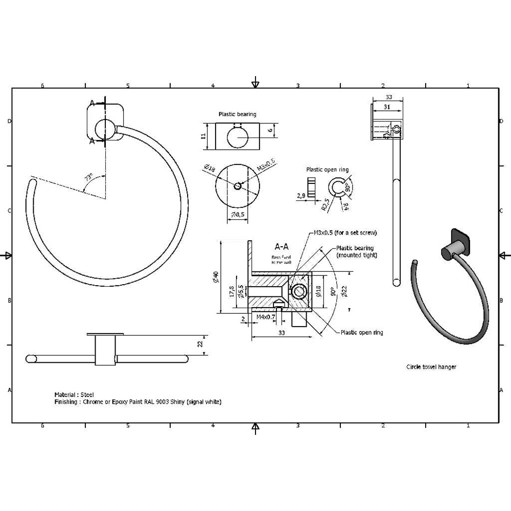 Suport prosop GOODHOME Koros 100638942, alb