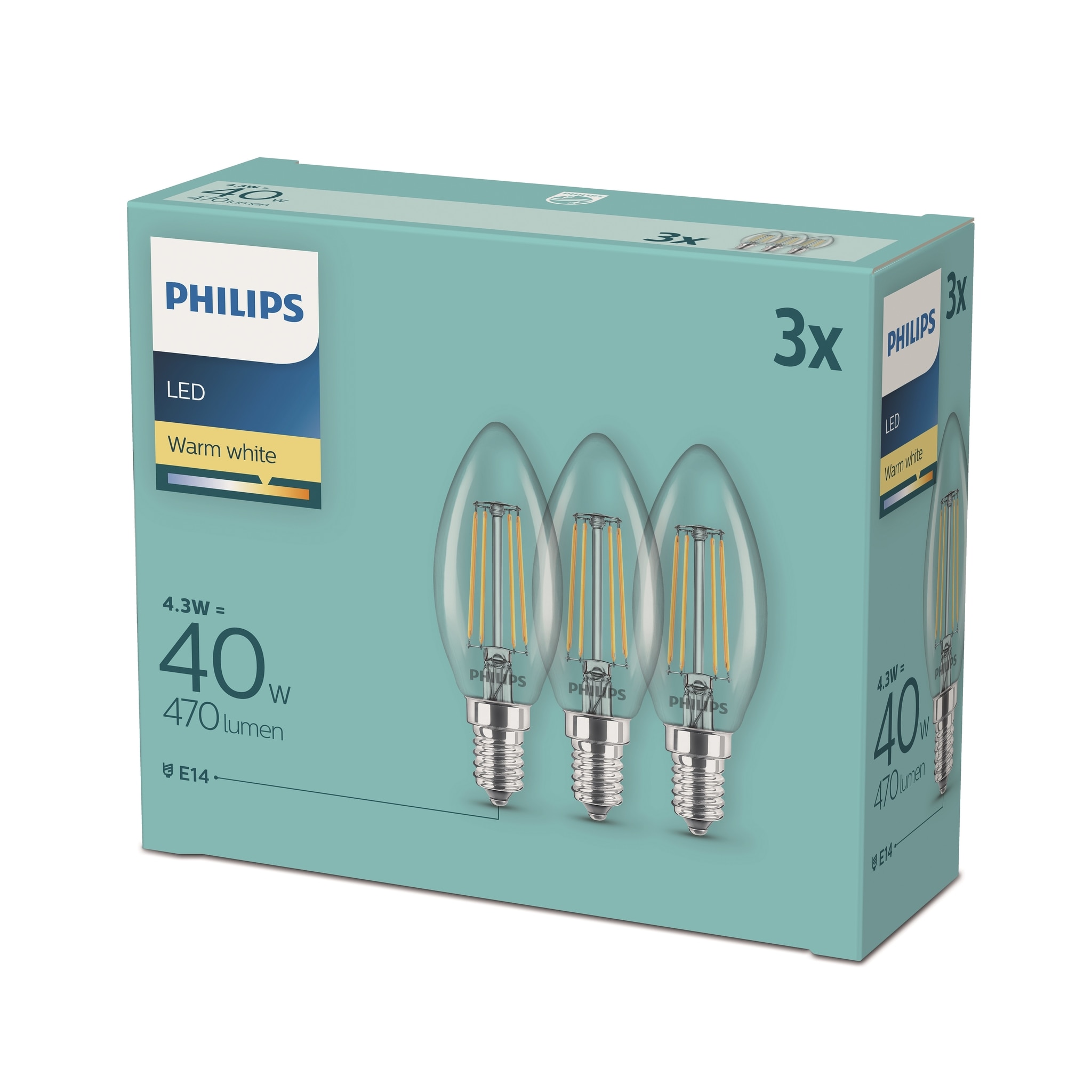 Bec LED CLASSIC 40W B35 E14CL3CT4 • Philips