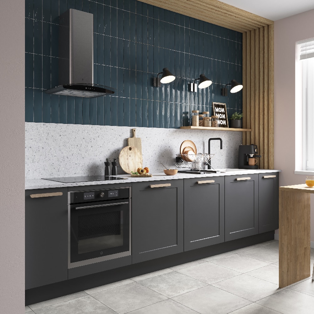 Front usa cu 4 setare GOODHOME Artemisia, MDF, 39.7 x 71.5 1.8 cm, gri