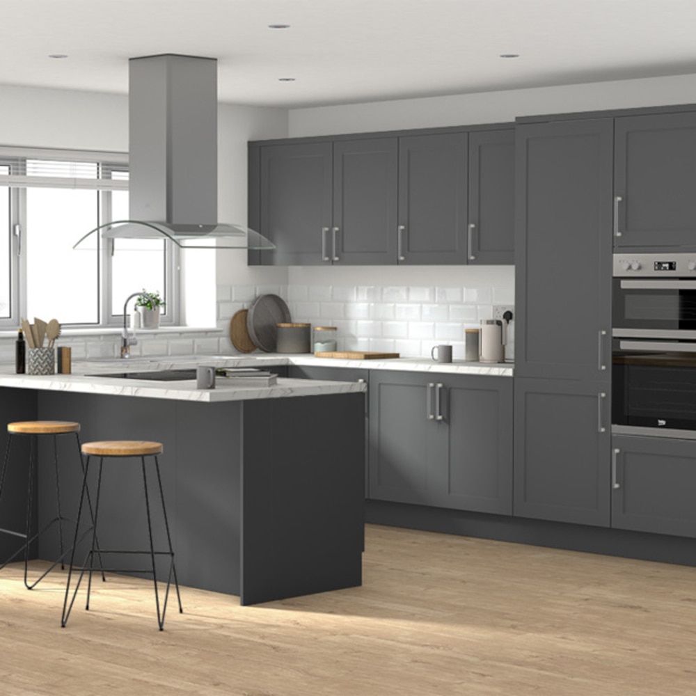 Front usa sertar GOODHOME Artemisia, MDF, 59.7 x 71.5 x 1.8 cm, gri, mat