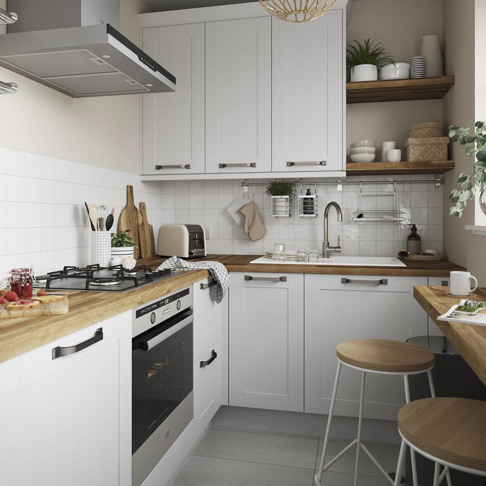 Front usa GOODHOME Alpinia, MDF, 59.7 x 35.6 x 1.8 cm, alb