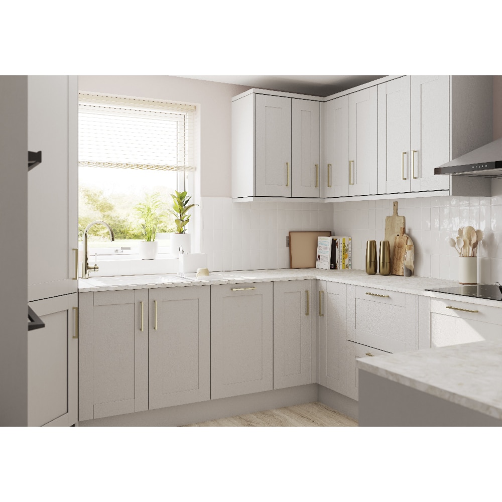 Front usa cu 3 sertare GOODHOME Alpinia, PAL,MDF, 59.7 x 71.5 x 1.8 cm, gri mat