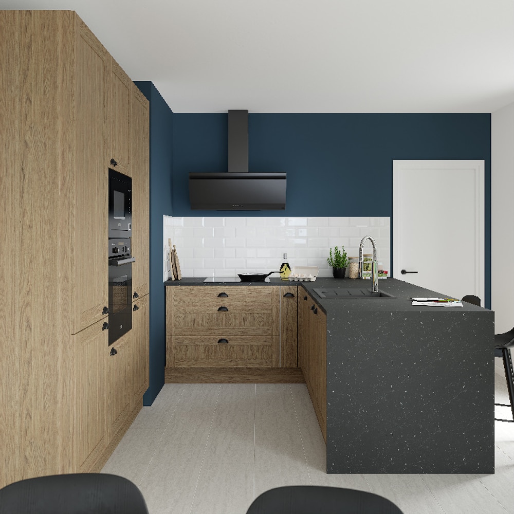 Front usa cu 3 sertare GOODHOME Alpinia, PAL, MDF, 59.7 x 71.5 x 1.8 cm, maro