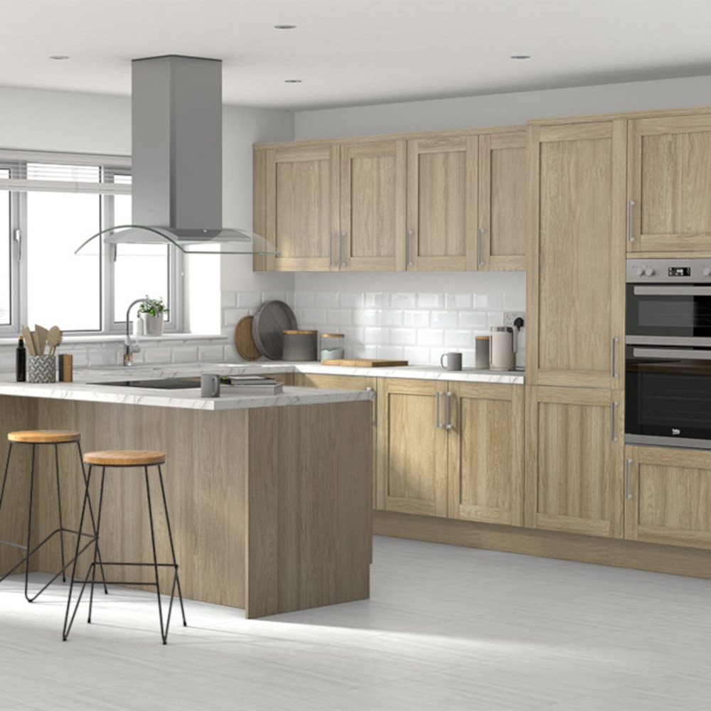 Front usa GOODHOME Alpinia, MDF, 70:30, 60 cm, maro, finisaj stejar
