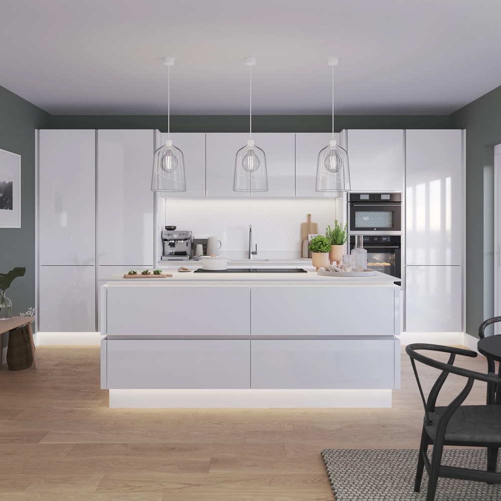 Front usa GOODHOME Alisma, MDF, 59.7 x 128.7 x 1.8 cm, alb