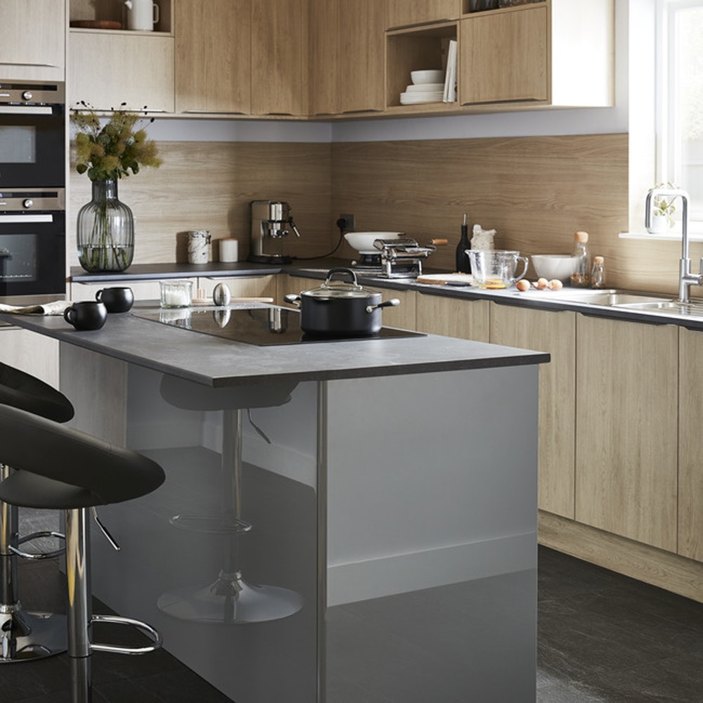 Front usa GOODHOME Artemisia, MDF, 70 x 30 x 60 cm, gri lucios