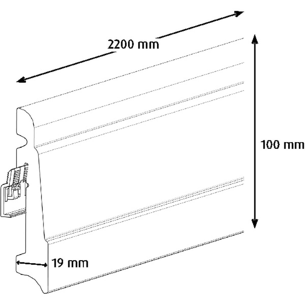 Plinta parchet GOODHOME, MDF, 220 x 10 x 1.9 cm, alb