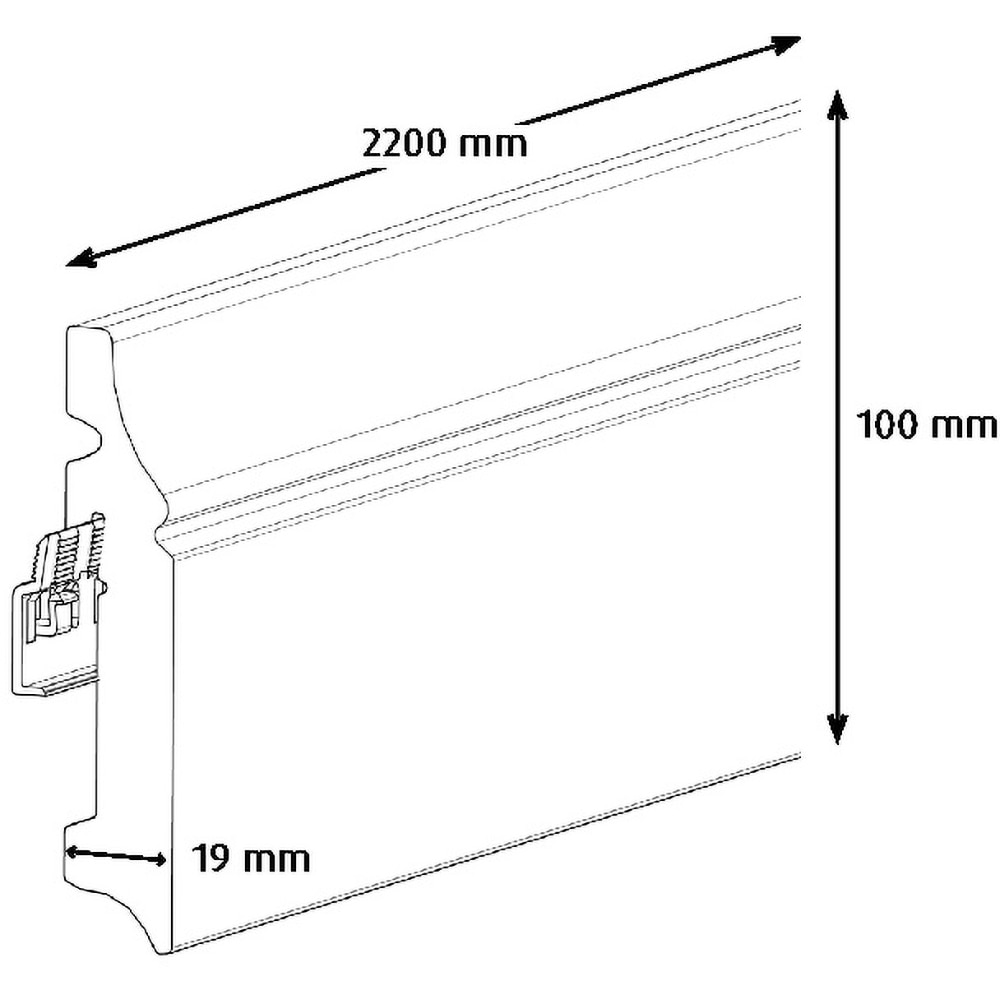 Plinta parchet GOODHOME, MDF, 220 x 10 x 1.9 cm, alb