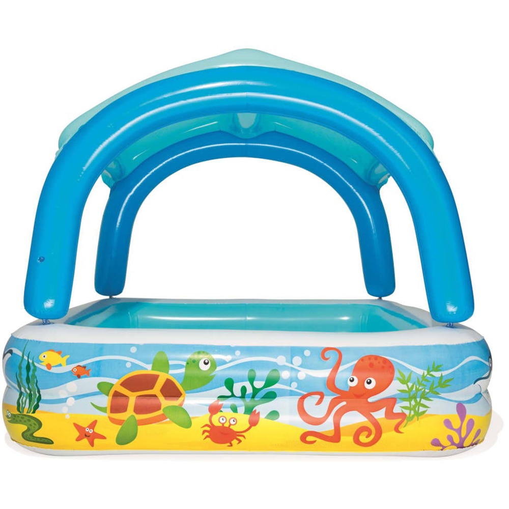 Piscina gonflabila tip baldachin BESTWAY, patrata, 140 x 140 x 114 cm, 265 l, multicolor