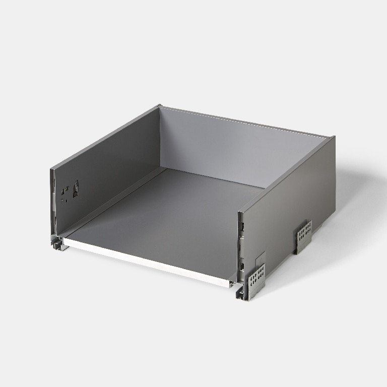 Sertar adanc GOODHOME Soto, cu inchidere silentioasa, 46.4 x 19 x 45 cm, sarcina maxima 25 kg, PAL si metal, gri