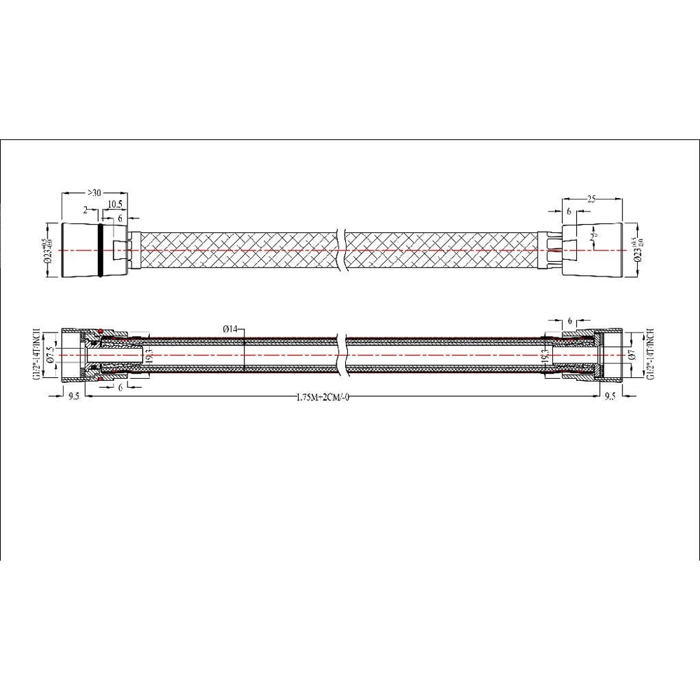 Furtun de dus GOODHOME 100654908, 1.75 m, negru