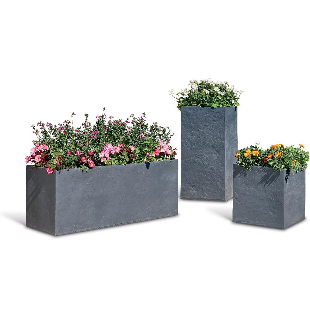 Ghiveci flori VERVE Dallas, plastic, 38.7 x 38.7 x 41 cm, gri