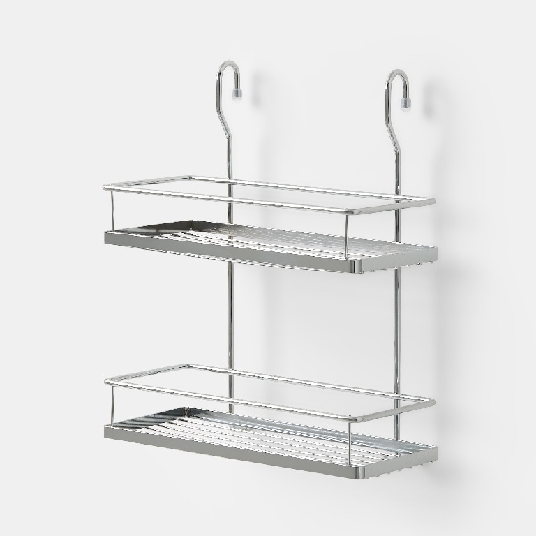 Suport organizator pentru bucatarie Datil GOODHOME, 2 niveluri, 30 x 15.4 x 35.5 cm, otel, argintiu