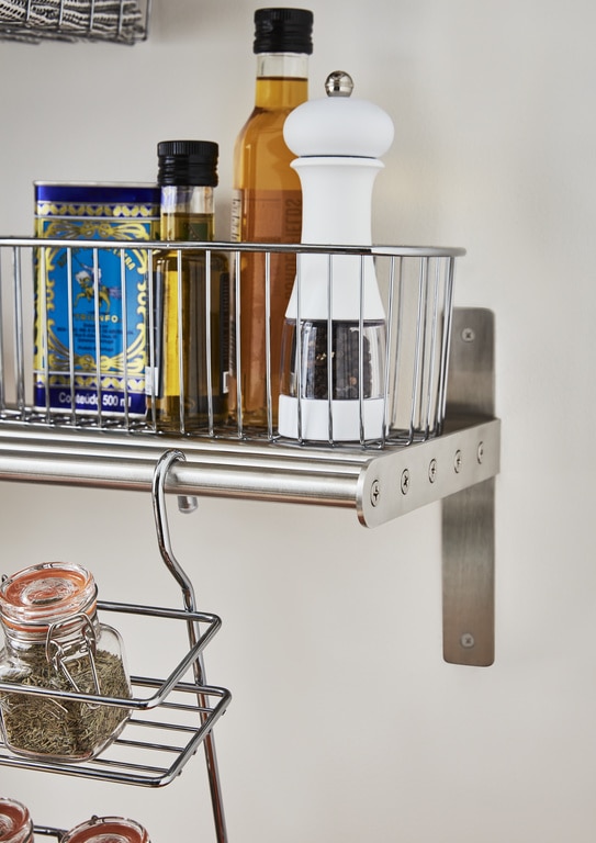 Suport pentru accesorii bucatarie Datil GOODHOME, 60.4 cm, otel, argintiu