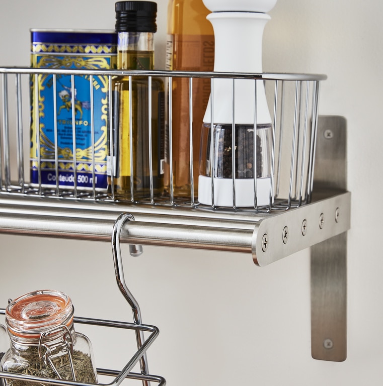 Suport pentru accesorii bucatarie Datil GOODHOME, 60.4 cm, otel, argintiu