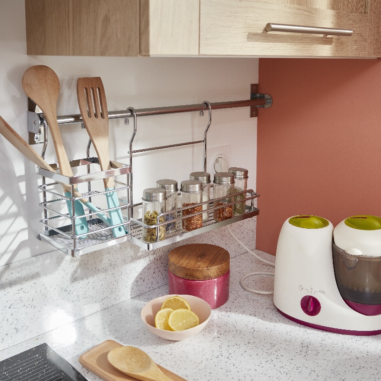 Suport perete bucatarie GOODHOME Datil, 60cm, otel, argintiu