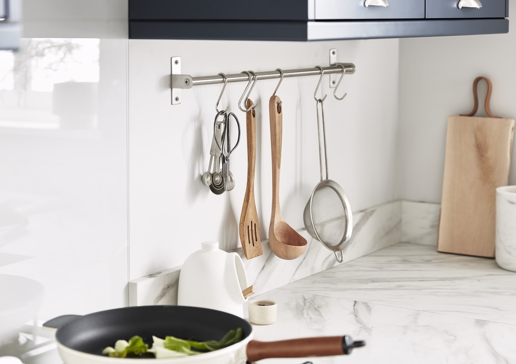 Suport perete bucatarie GOODHOME Datil, 60cm, otel, argintiu