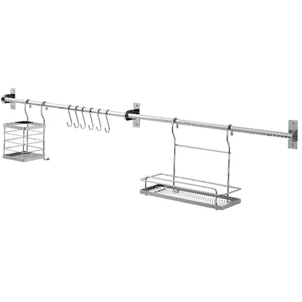 Suport perete bucatarie si accesorii GOODHOME Datil, 120 x 25 x 15.4cm, otel, argintiu