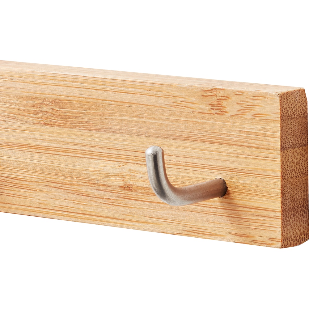 Suport magnetic pentru bucatarie Pecel GOODHOME, 5 agatatori, 33 x 3.5 cm, lemn si otel, maro