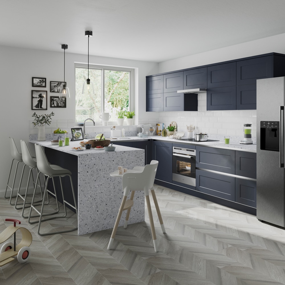 Front usa GOODHOME Artemisia, MDF, 59.7 x 35.6 x 1.8 cm, albastru